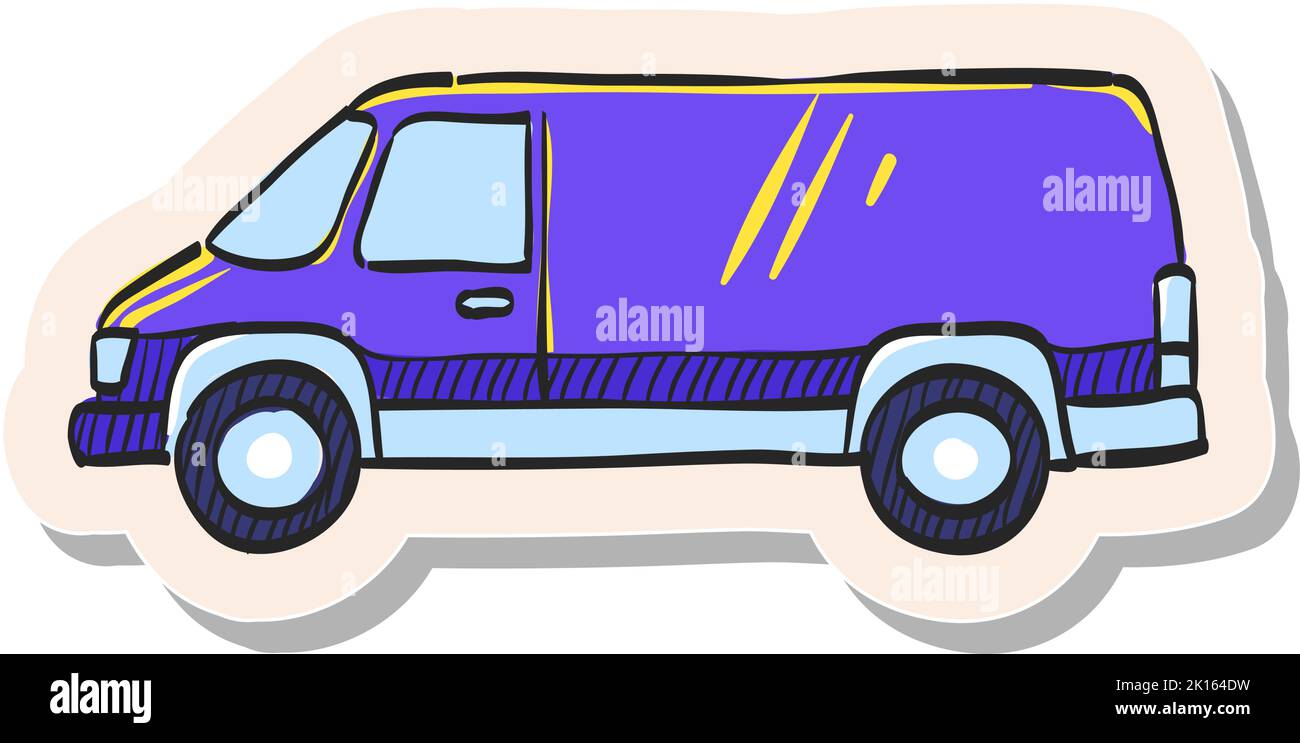 Hand drawn Car icon in sticker style vector illustration Stock Vector ...
