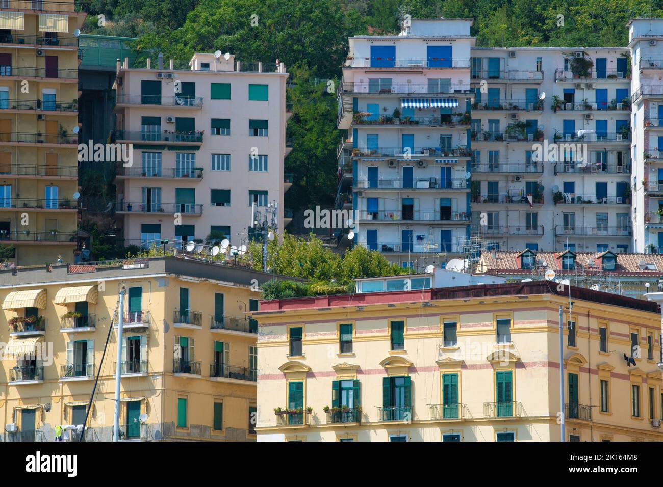 Colorful buidlings and Eurpoean windows on Amalfi Coast - Italy Stock Photo