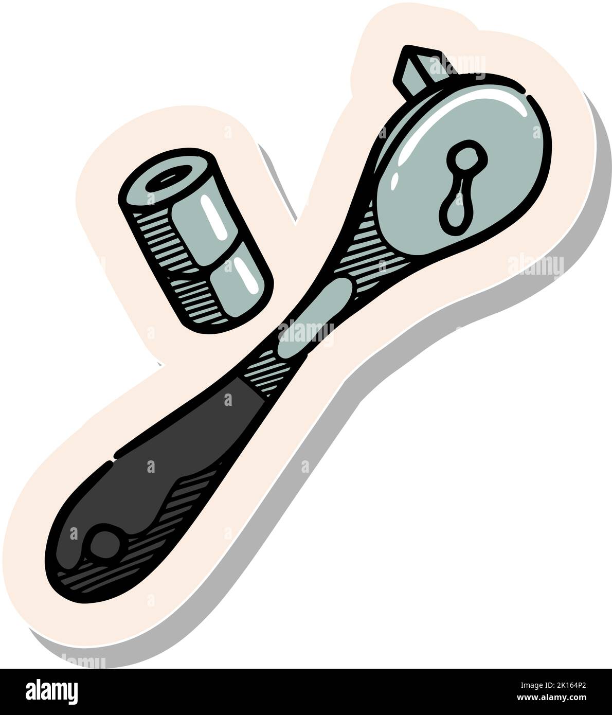 Hand drawn ratchet tools icons in sticker style vector illustration