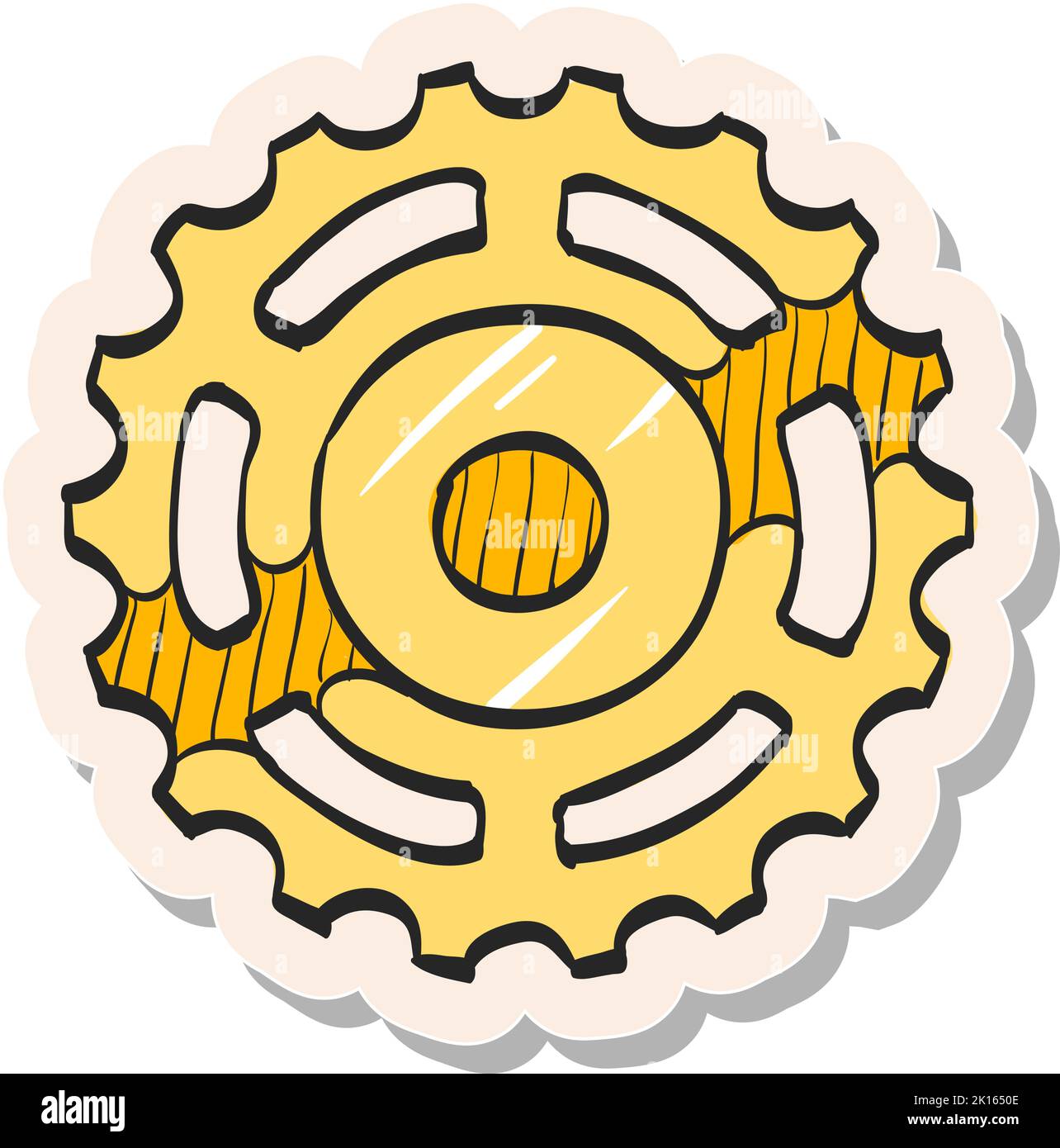 Hand drawn Sprocket icon in sticker style vector illustration Stock ...