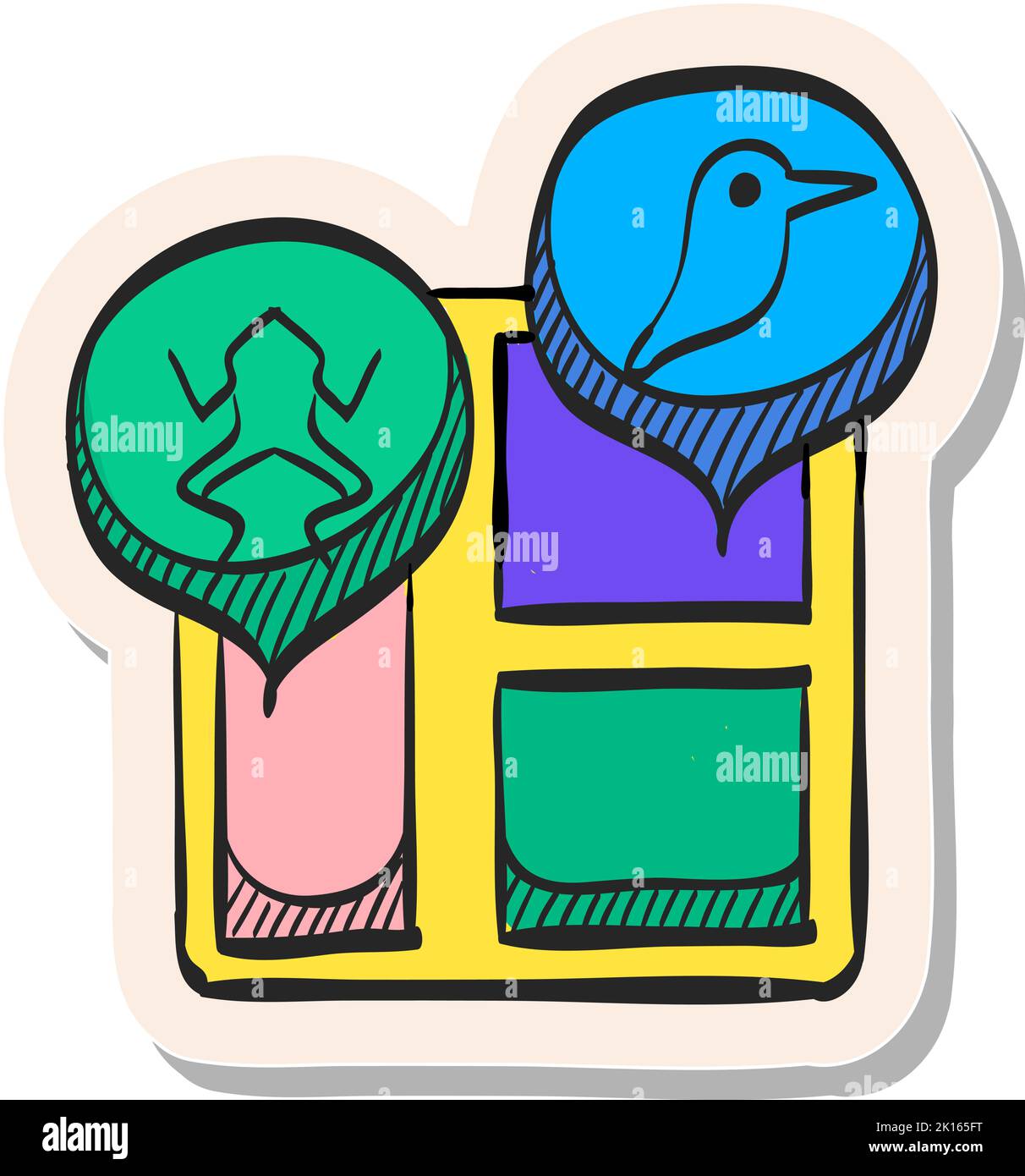 Hand drawn Zoo map icon in sticker style vector illustration Stock