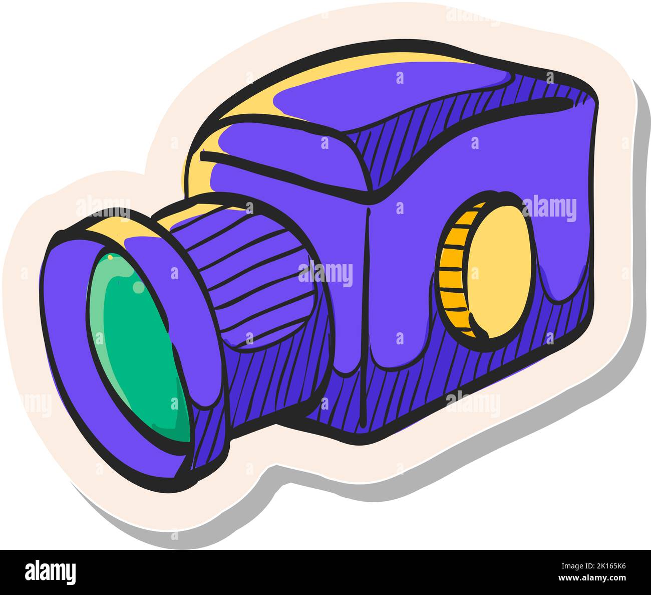 Hand drawn Camera icon in sticker style vector illustration Stock Vector