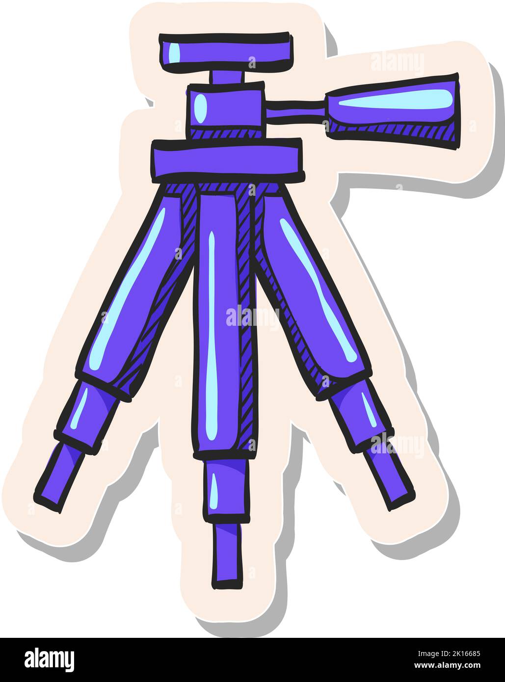 Hand drawn Camera tripod icon in sticker style vector illustration ...