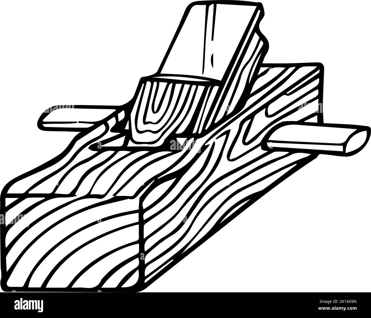 Hand planer icon. Woodworking tool. Hand drawn vector illustration