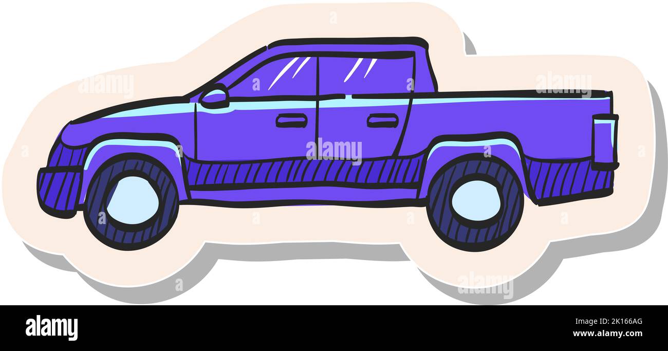 Hand drawn Car icon in sticker style vector illustration Stock Vector ...