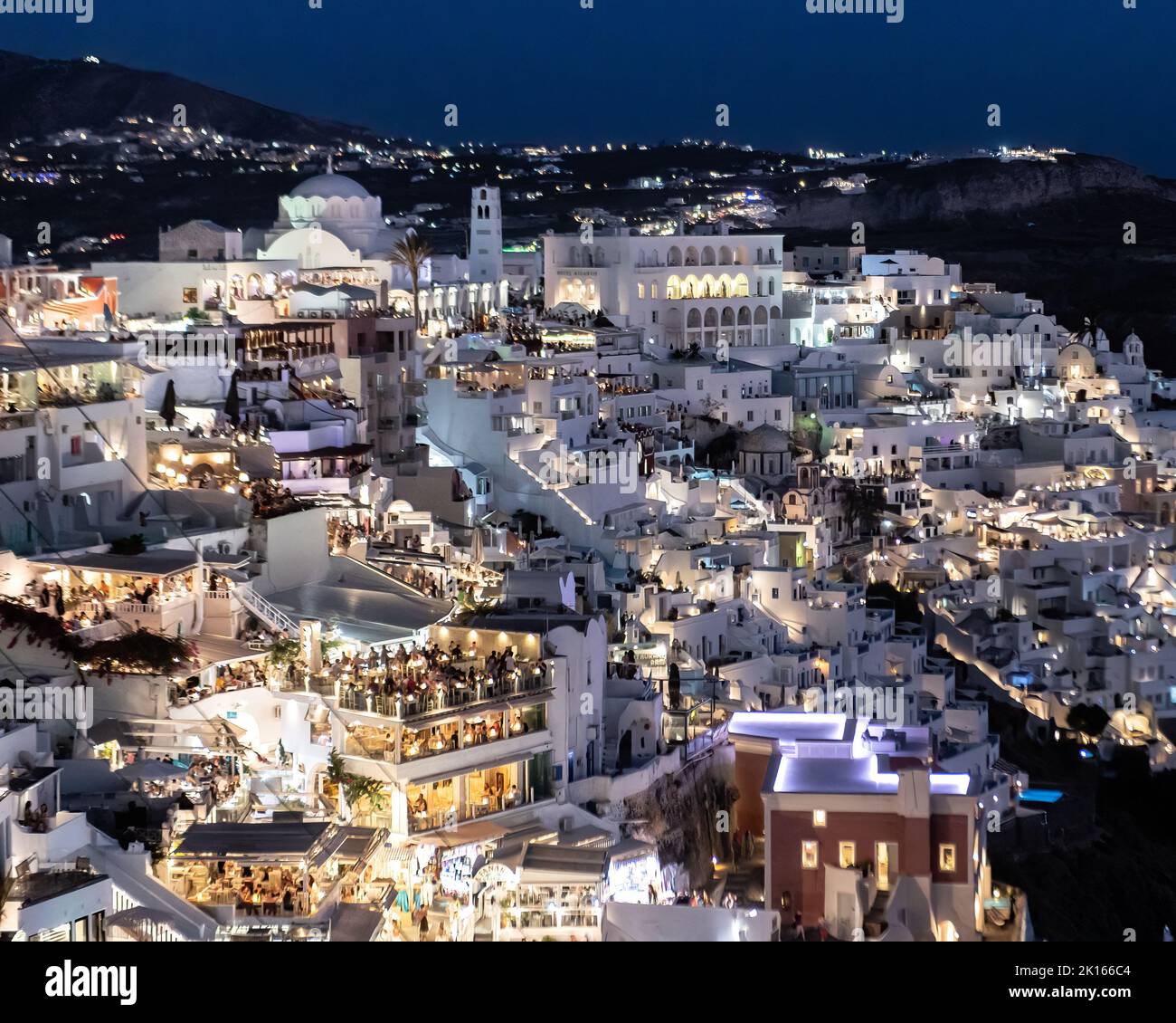 Fira Santorini at night cityscape - Santorini Aerial Greece / Greek ...