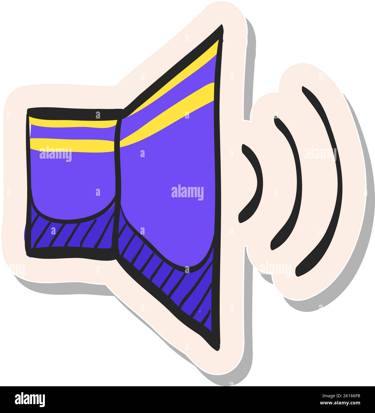 Hand drawn Audio volume icon in sticker style vector illustration Stock ...