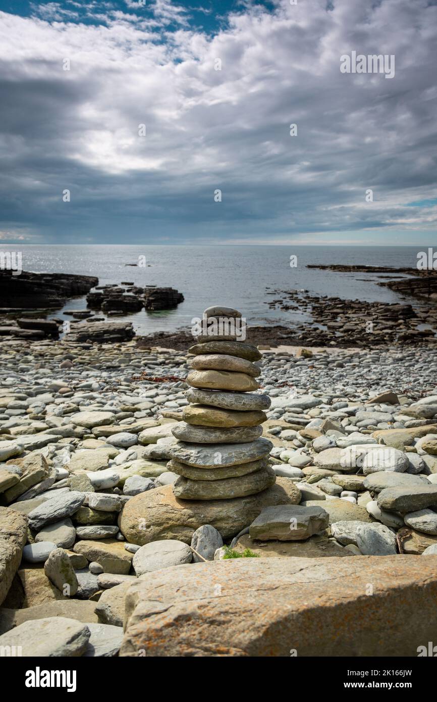 Pebble stack, Marwick, Orkney, UK 2022 Stock Photo