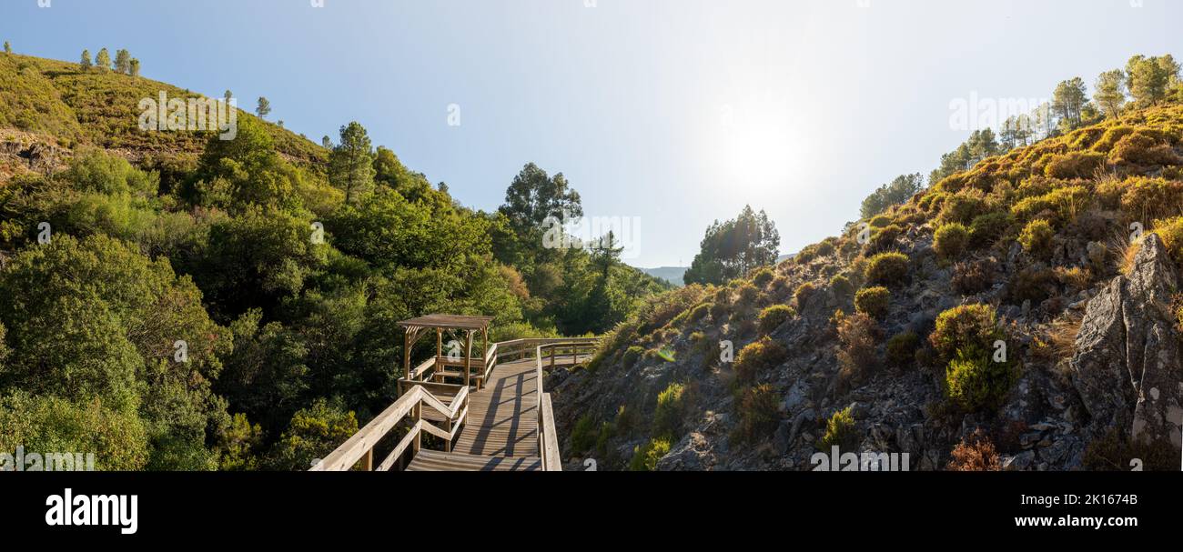 View of the walkways of Ribeira de Quelhas in Coentral Grande, Castanheira de Pera, Portugal. Stock Photo