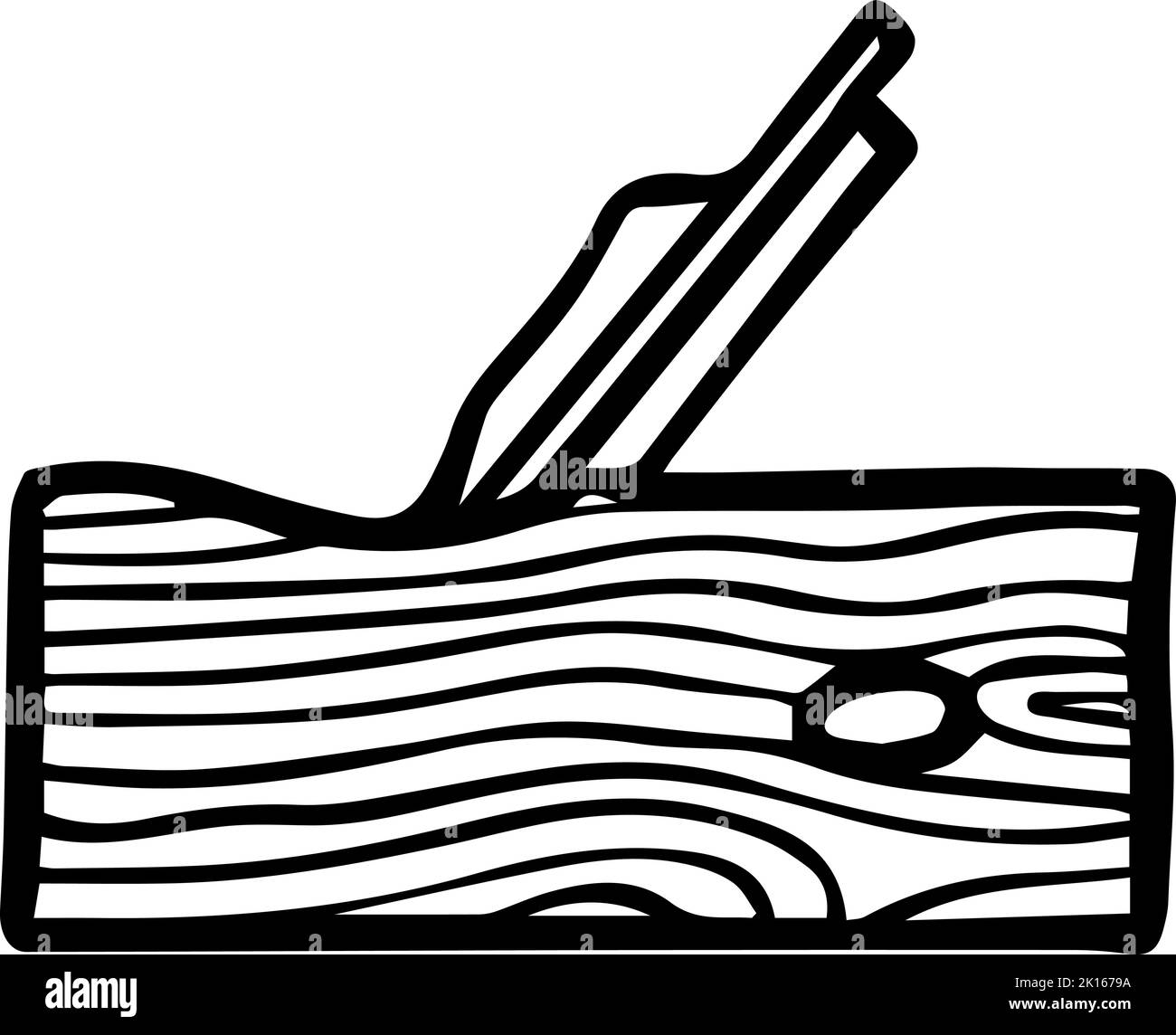 Hand planer icon. Woodworking tool. Hand drawn vector illustration