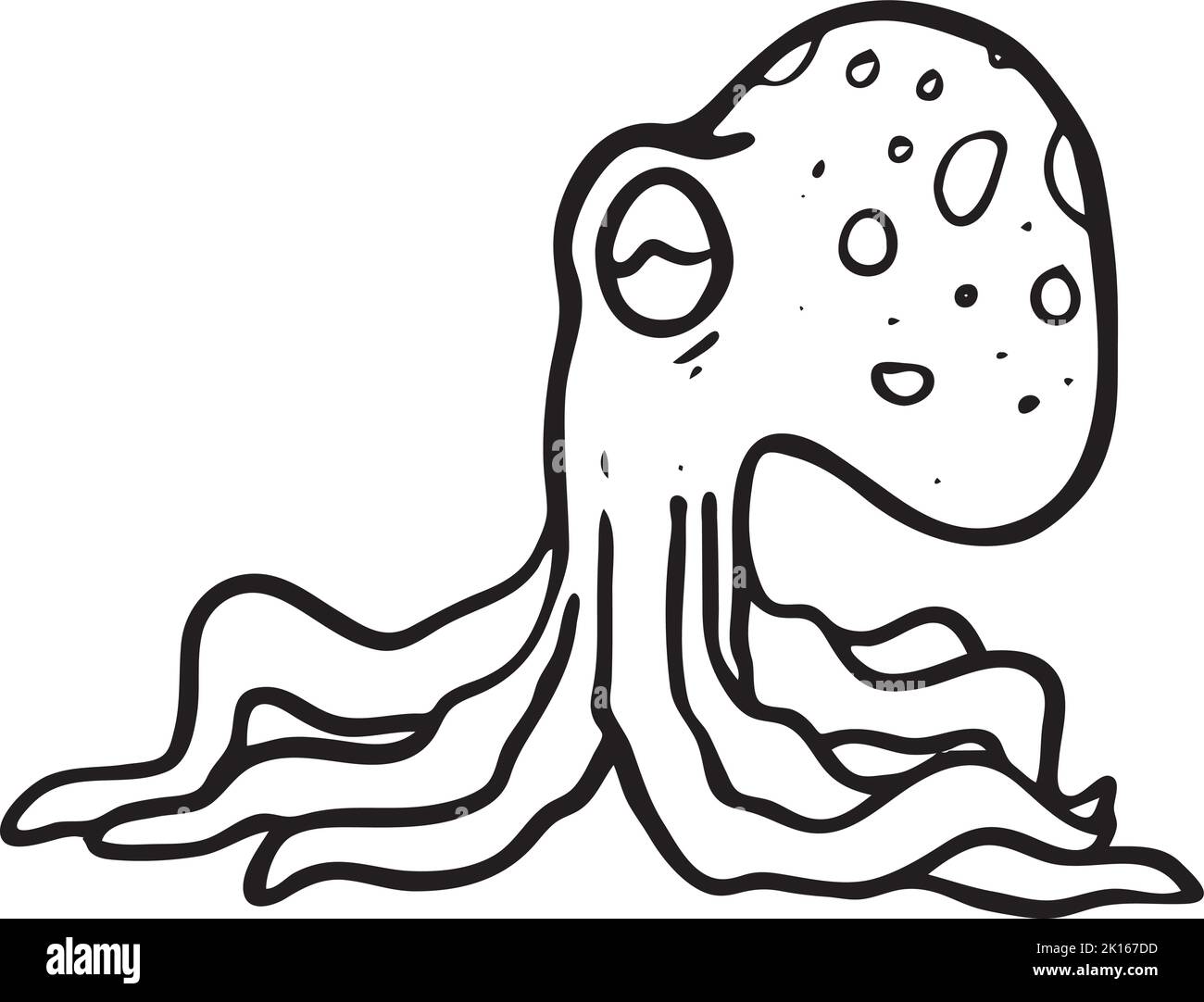 Octopus icon. Hand drawn vector illustration. Sea creature eight limbed