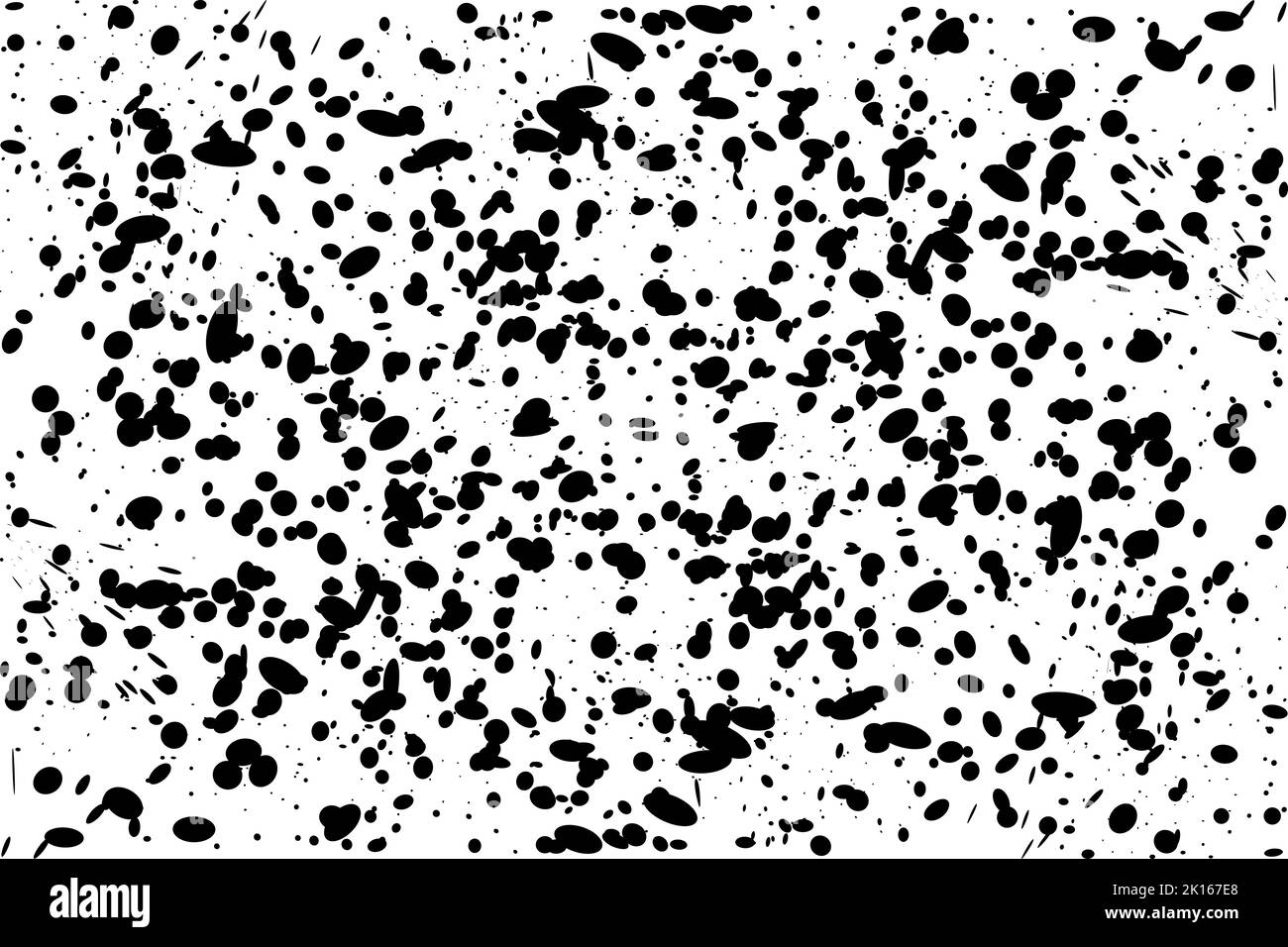Black and white Abstract background made of paint droplets, blots and splashes. Vector illustration Stock Vector