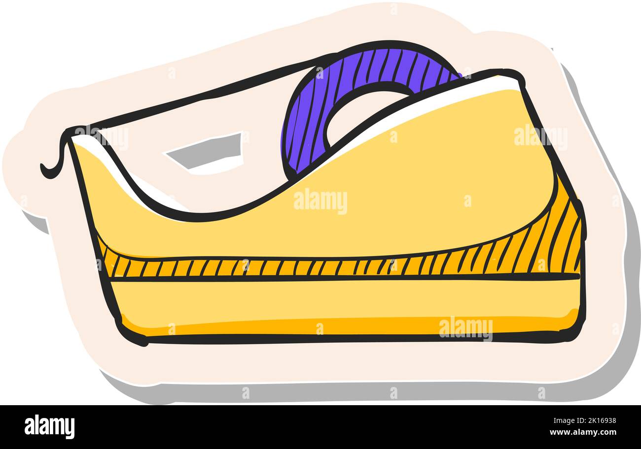 Hand drawn Tape dispenser icon in sticker style vector illustration ...