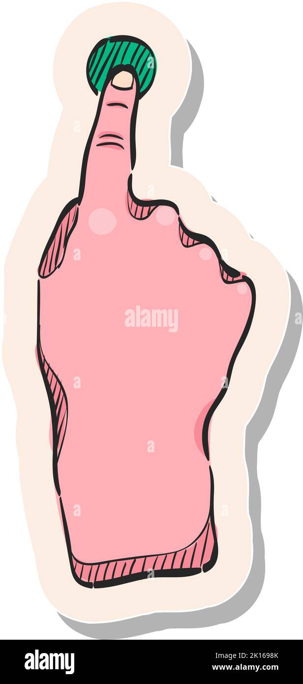 Hand drawn touchpad finger gesture icon in sticker style vector ...