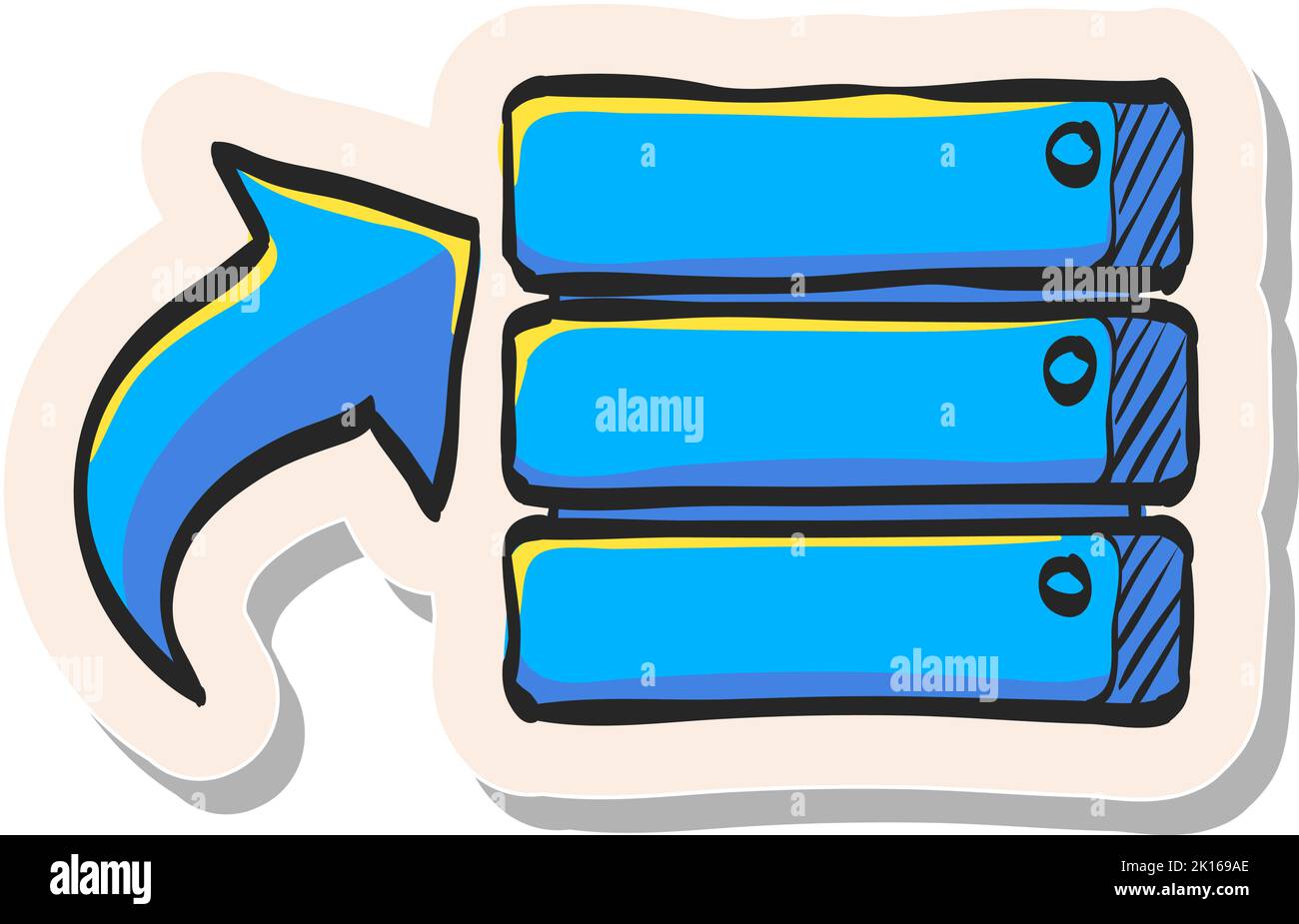 Hand drawn Database icon in sticker style vector illustration Stock ...