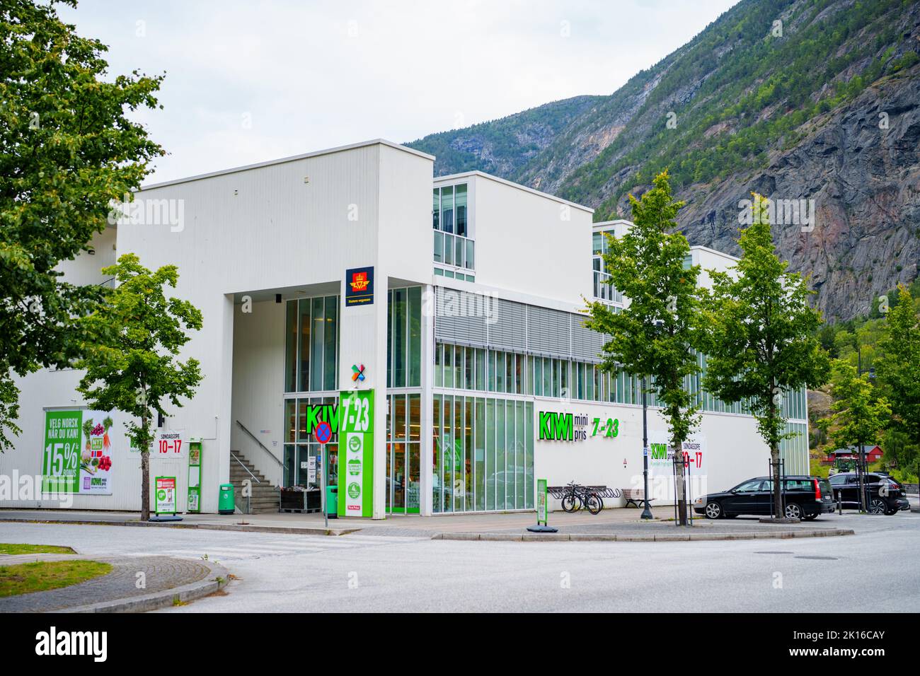 Photo of a Kiwi mini grocery store in Lærdal, Norway Stock Photo