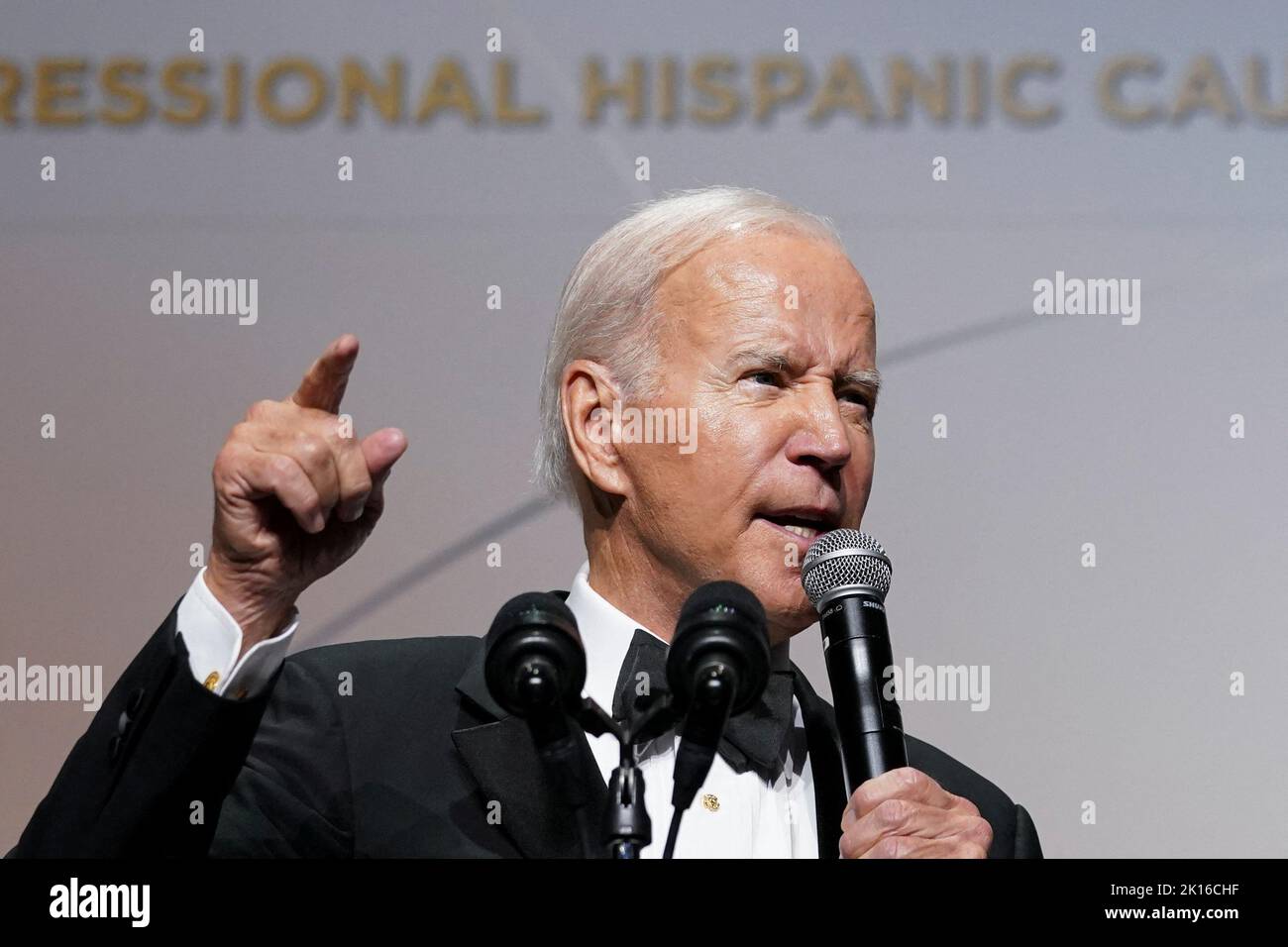 U.S. President Joe Biden speaks as he attends the 45th Congressional Hispanic Caucus Institute Gala to kick-off the White House's celebration of Hispanic Heritage Month, in Washington, U.S. September 15, 2022. REUTERS/Kevin Lamarque Stock Photo