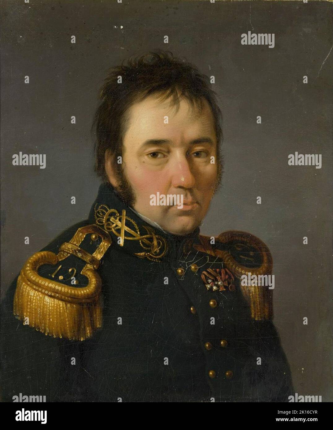 Portrait of Golovnin Vasiliy Mikhailovich (1776-1831), Russian navigator, Vice Admiral, and corresponding member of the Russian Academy of Sciences. Artist Orest Adamovich Kiprensky (1782-1836), Stock Photo