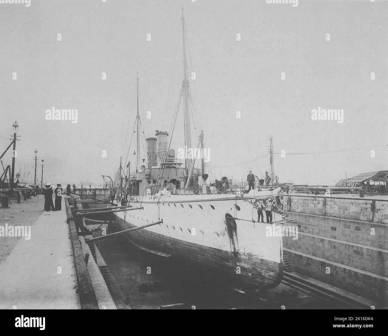Graving dock of the Kawasaki dockyard co, The Kawasaki Ship-building company Ld., Place Kobe, Japan, Date c1906. Stock Photo