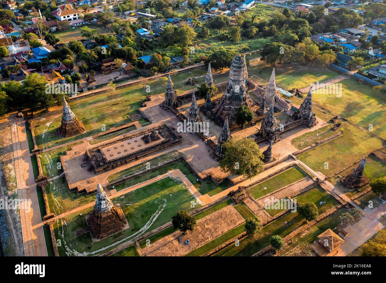 Aerial View Of Wat Chaiwatthanaram Ruin Temple In Ayutthaya Thailand aerial-view-of-wat-chaiwatthanaram-ruin-temple-in-ayutthaya-thailand