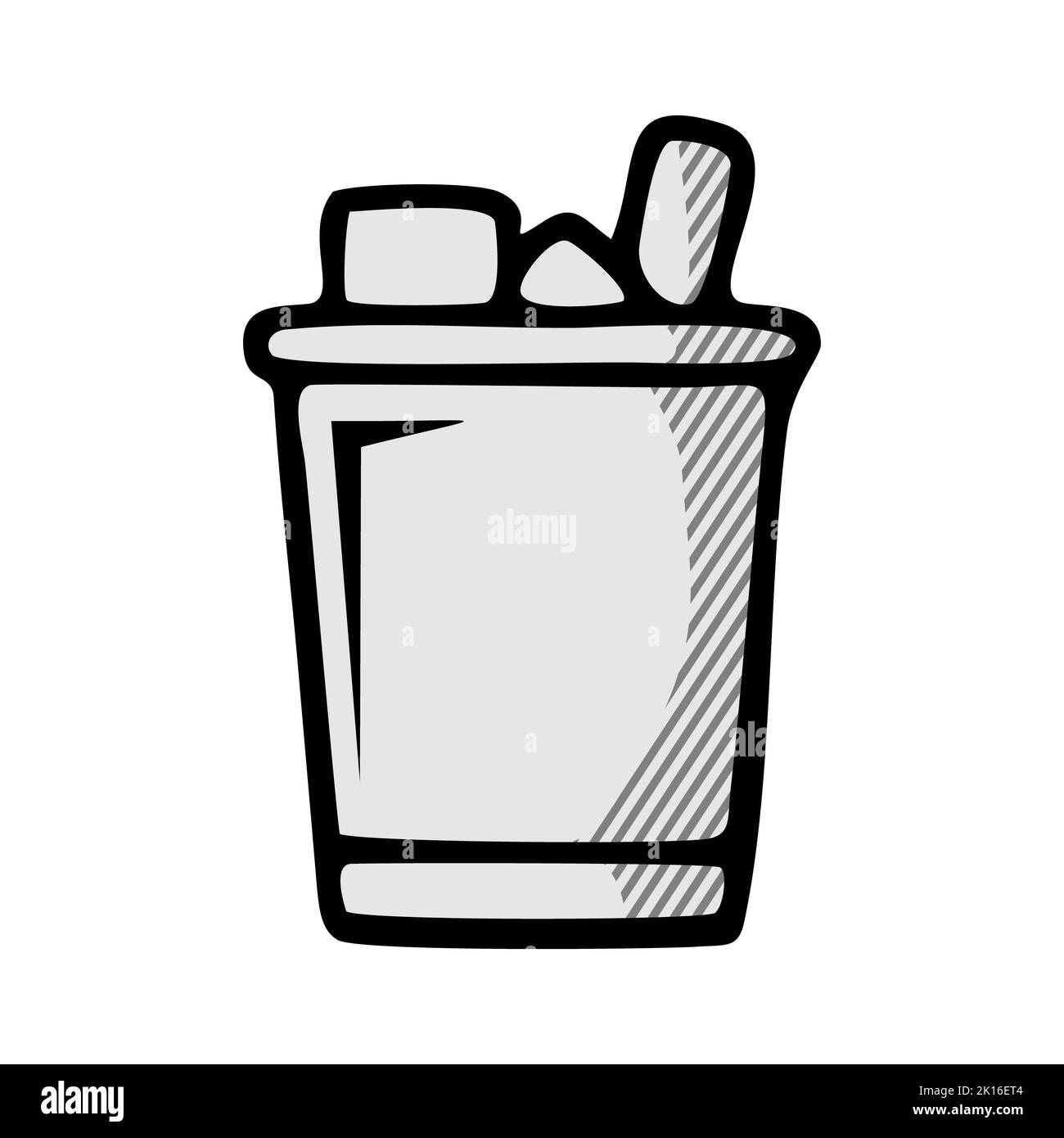 Simple trash can silhouette (black) icon. Isolated on white Stock