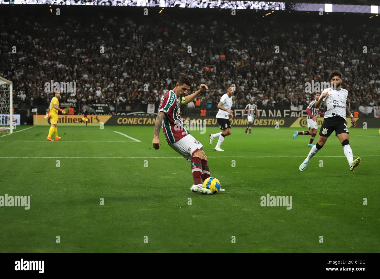 Sao Paulo, Brazil. 15th Sep, 2022. Brazil Soccer Cup - Semifinal: Corinthians vs Fluminense. September 15, 2022, Sao Paulo, Brazil: Soccer match between Corinthians and Fluminense, valid for the return clash of the Brazil Soccer Cup, held at Neo Quimica Arena, in Sao Paulo, on Thursday (15). Corinthians team won the match by the score of 3-0, with goals scored by Renato Augusto, Giuliano and Felipe Melo (against). With the result, Corinthians advanced to the final of the competition. Credit: ZUMA Press, Inc./Alamy Live News Stock Photo