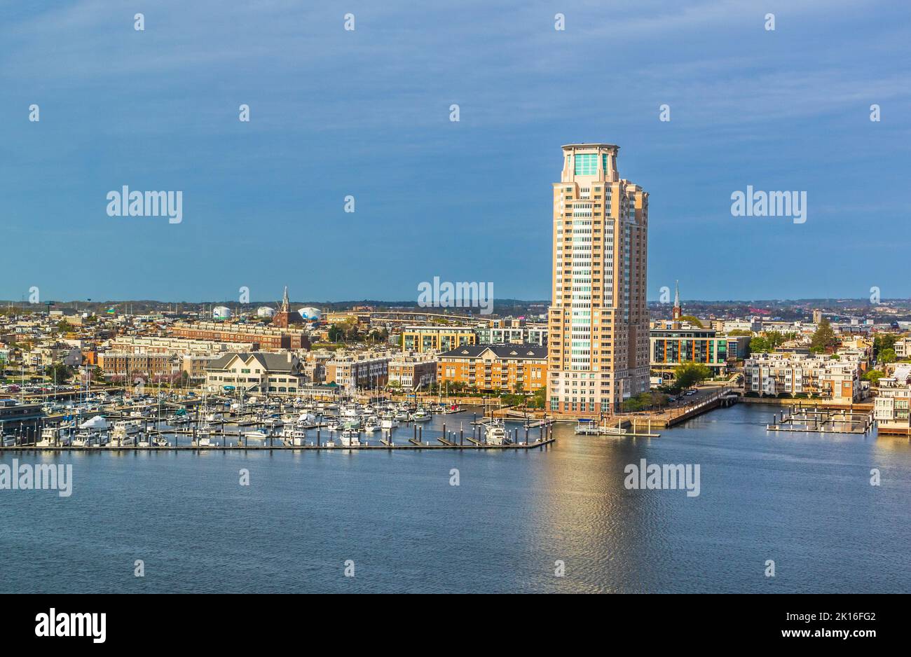 Harborview Towers luxury condominium living at Baltimore Inner Harbor, Baltimore, Maryland. Stock Photo