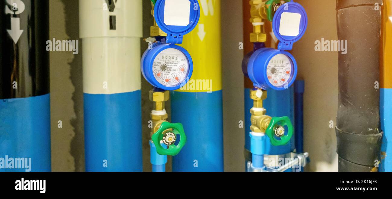 water pipe system and meter in building Stock Photo Alamy