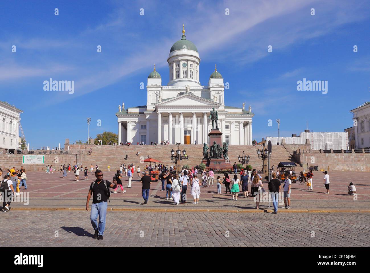 Helsinki, Finland - August 20, 2022: View of the Helsinki cathedral at the Senate square. Stock Photo