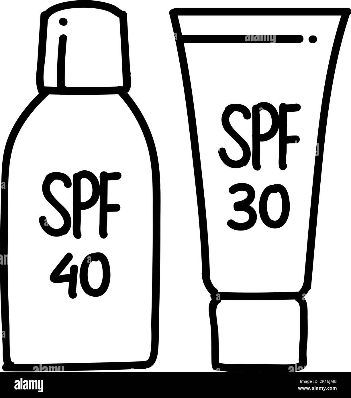 Sun protection cream products icon. Hand drawn vector illustration