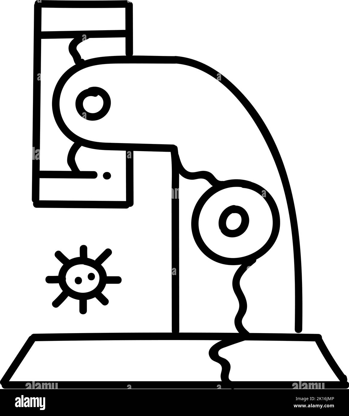 Virus under microscope icon. Hand drawn vector illustration. Editable ...