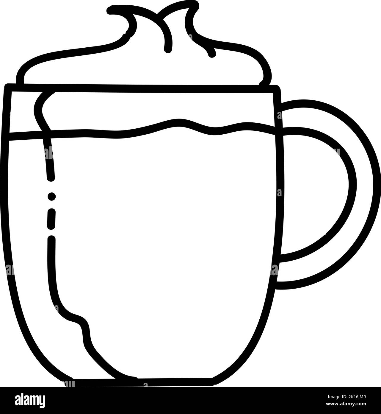 Coffee with topping in a cup. Hand drawn vector illustration. Editable ...