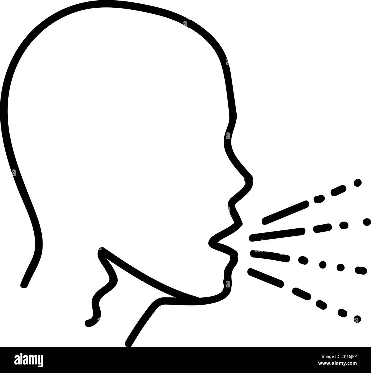 Man coughing. Hand drawn vector illustration. Editable line stroke