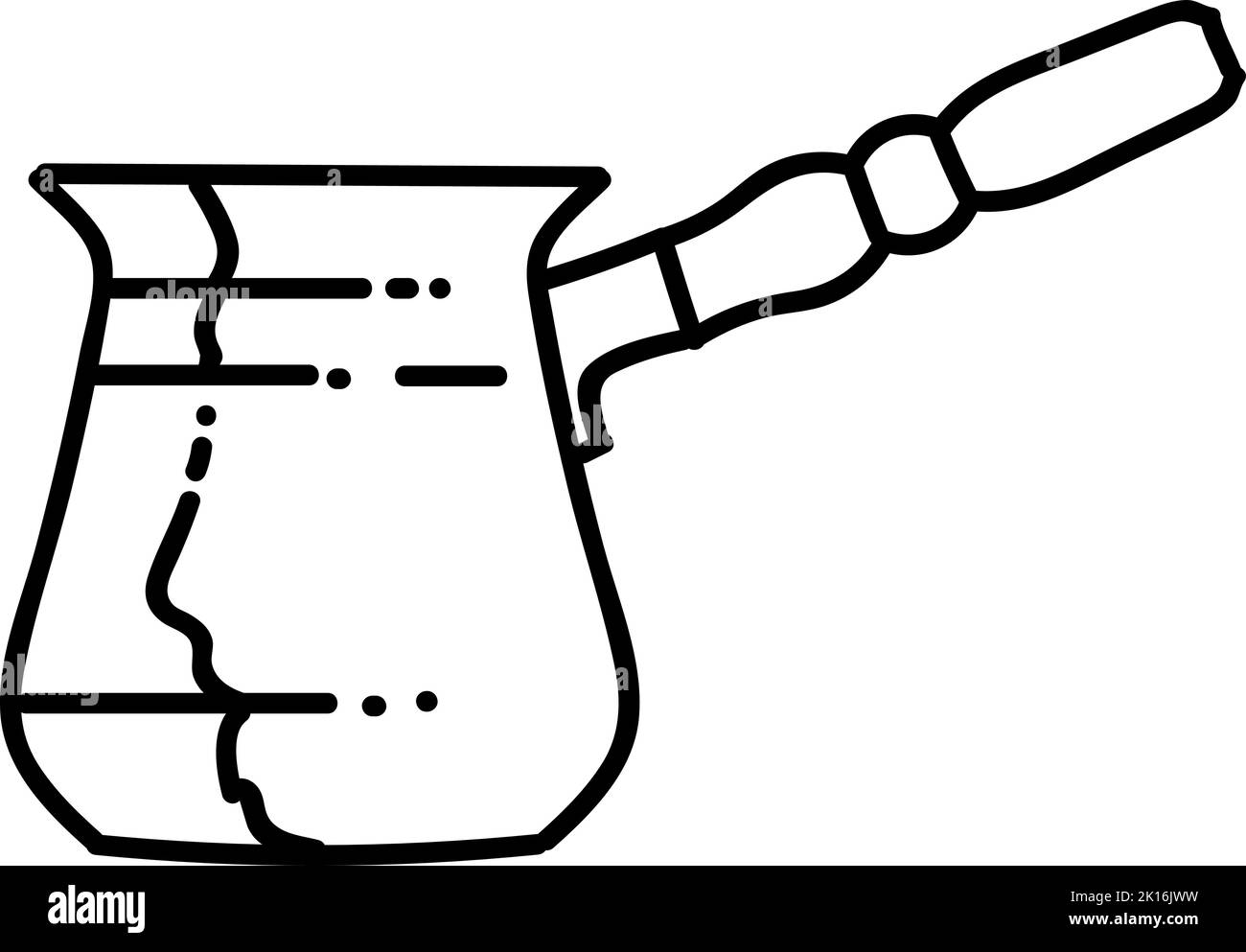 Turkish Persian traditional coffee making cup. Hand drawn vector