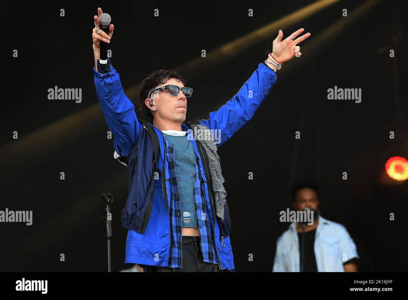 Rio de Janeiro, Brazil,September 9, 2022. Vocalist Di Ferrero of nx zero during a concert at Rock in Rio 2022, in the city of Rio de Janeiro. Stock Photo