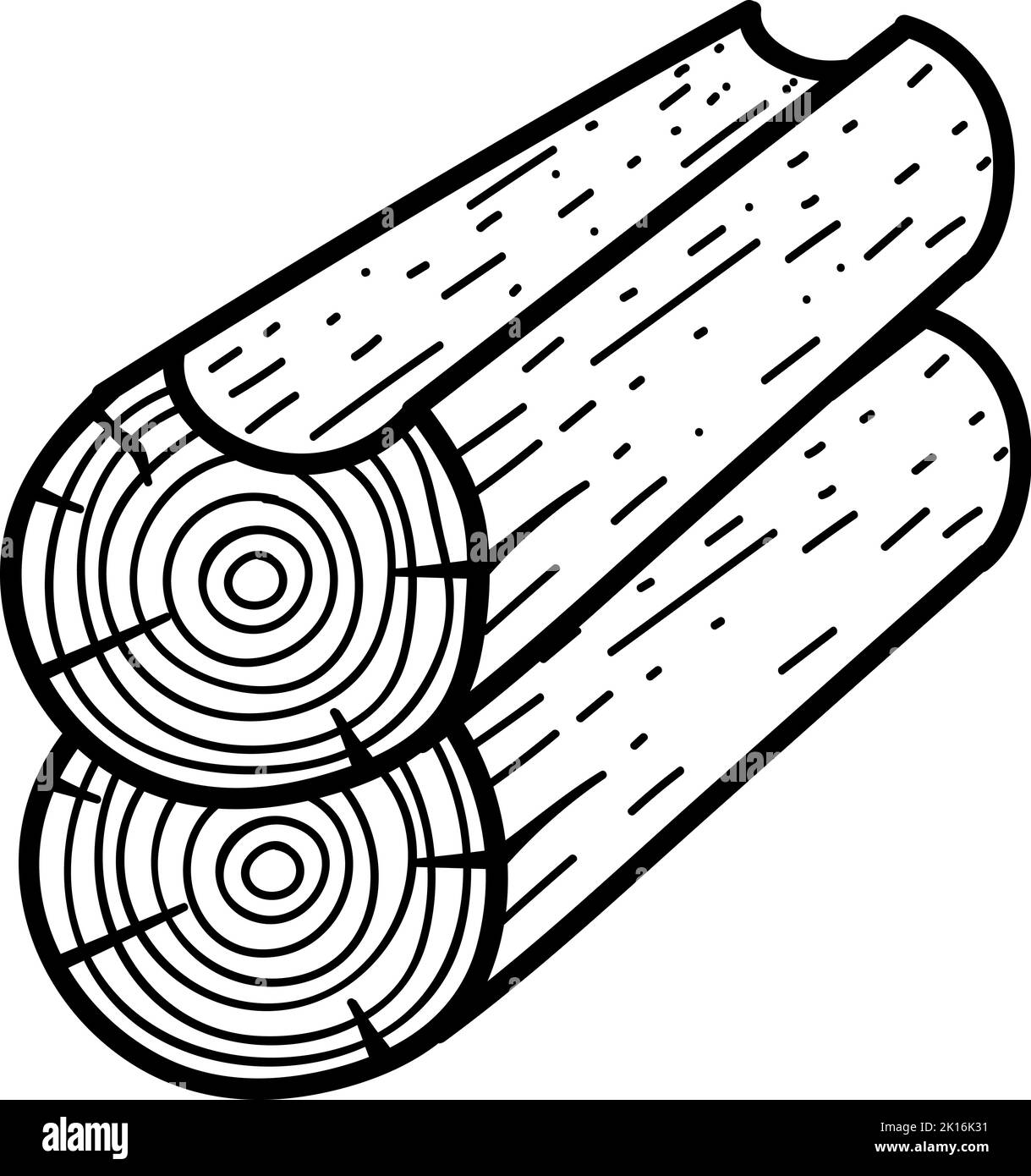 Cabin wood log stack. Hand drawn vector illustration. Editable line stroke Stock Vector