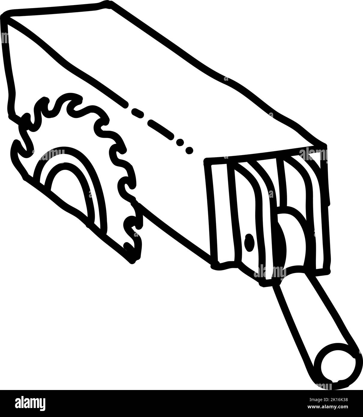 Table saw and fence icon. Hand drawn vector illustration. Editable line