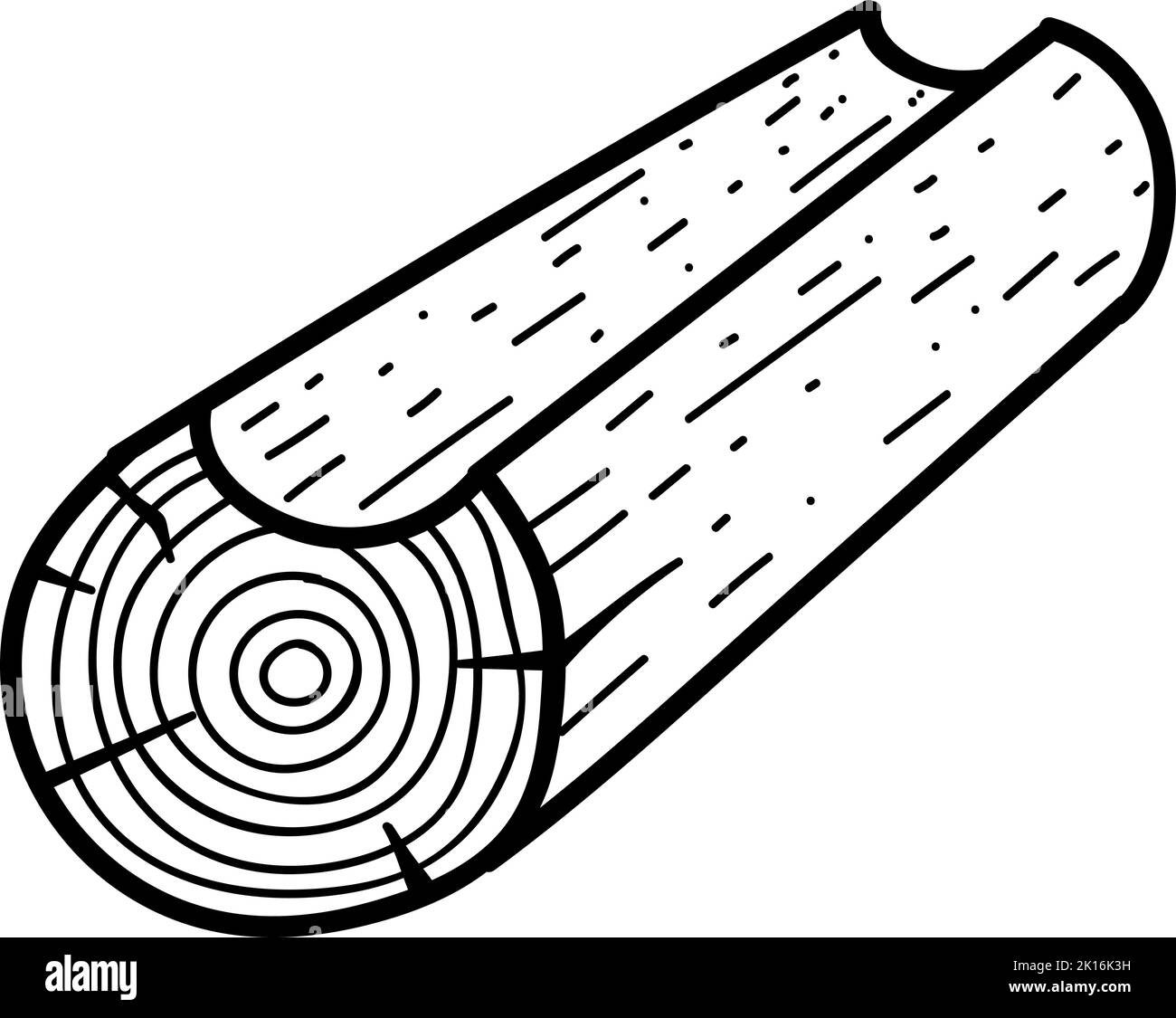 Cabin wood log. Hand drawn vector illustration. Editable line stroke Stock Vector