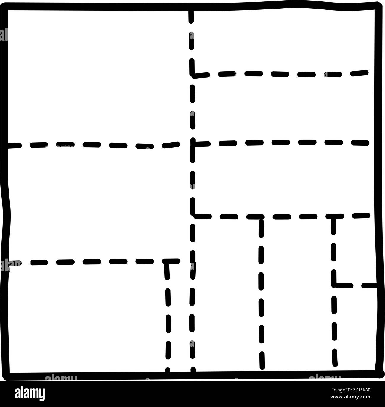 Woodworking plywood sheet cutting plan. Hand drawn vector illustration