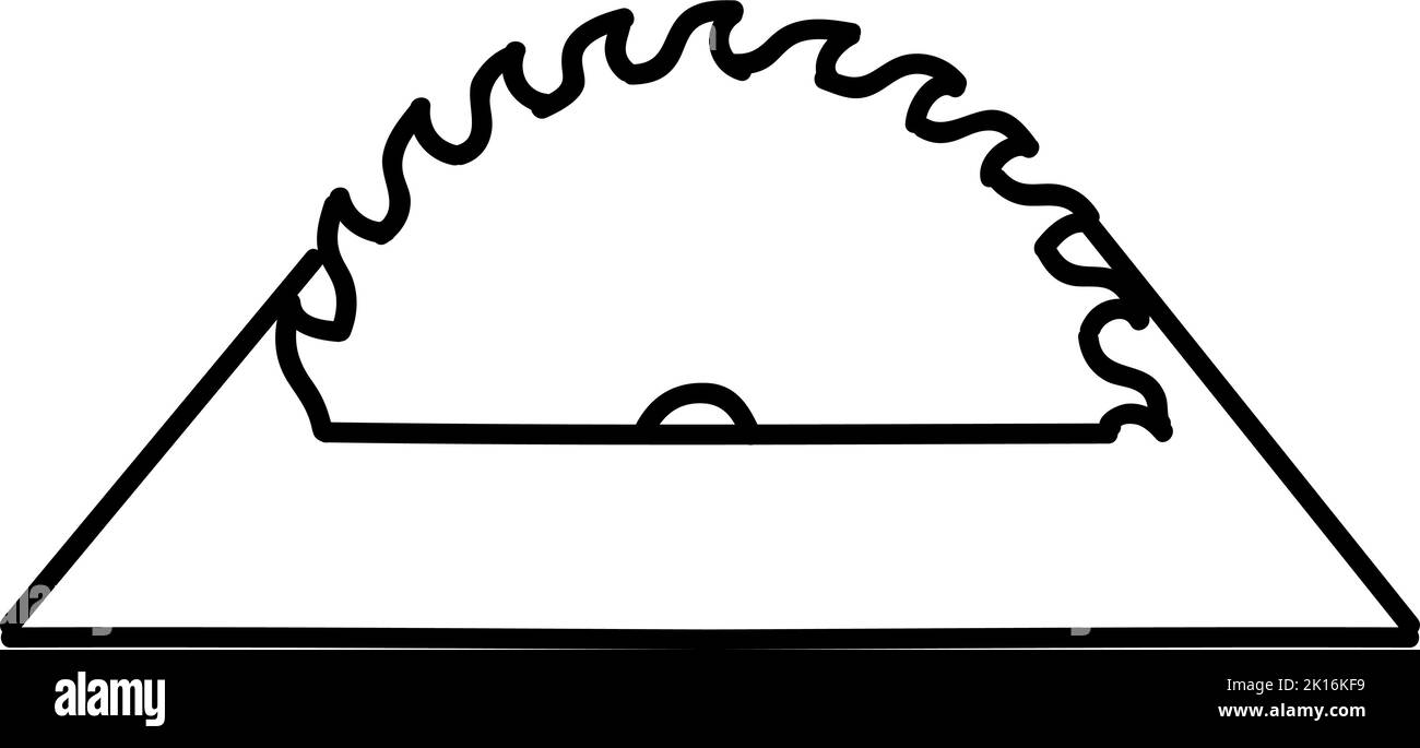 Woodworking table saw icon. Hand drawn vector illustration. Editable
