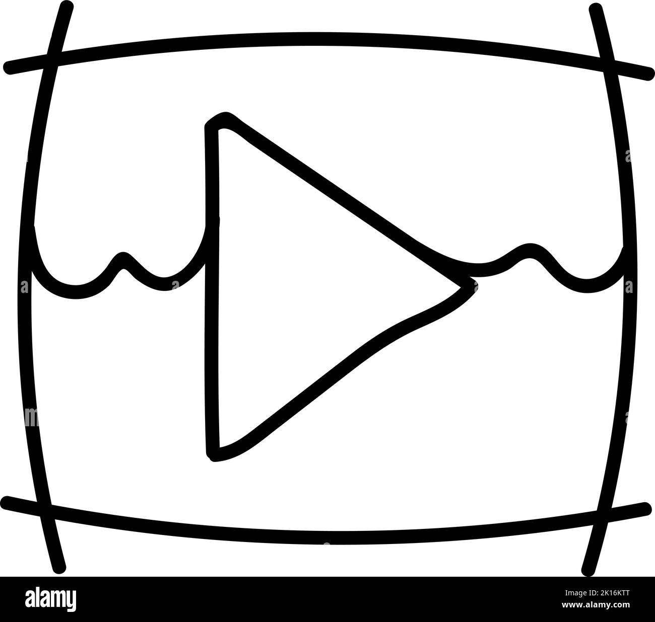 Video player icon. Hand drawn vector illustration. Editable line stroke ...