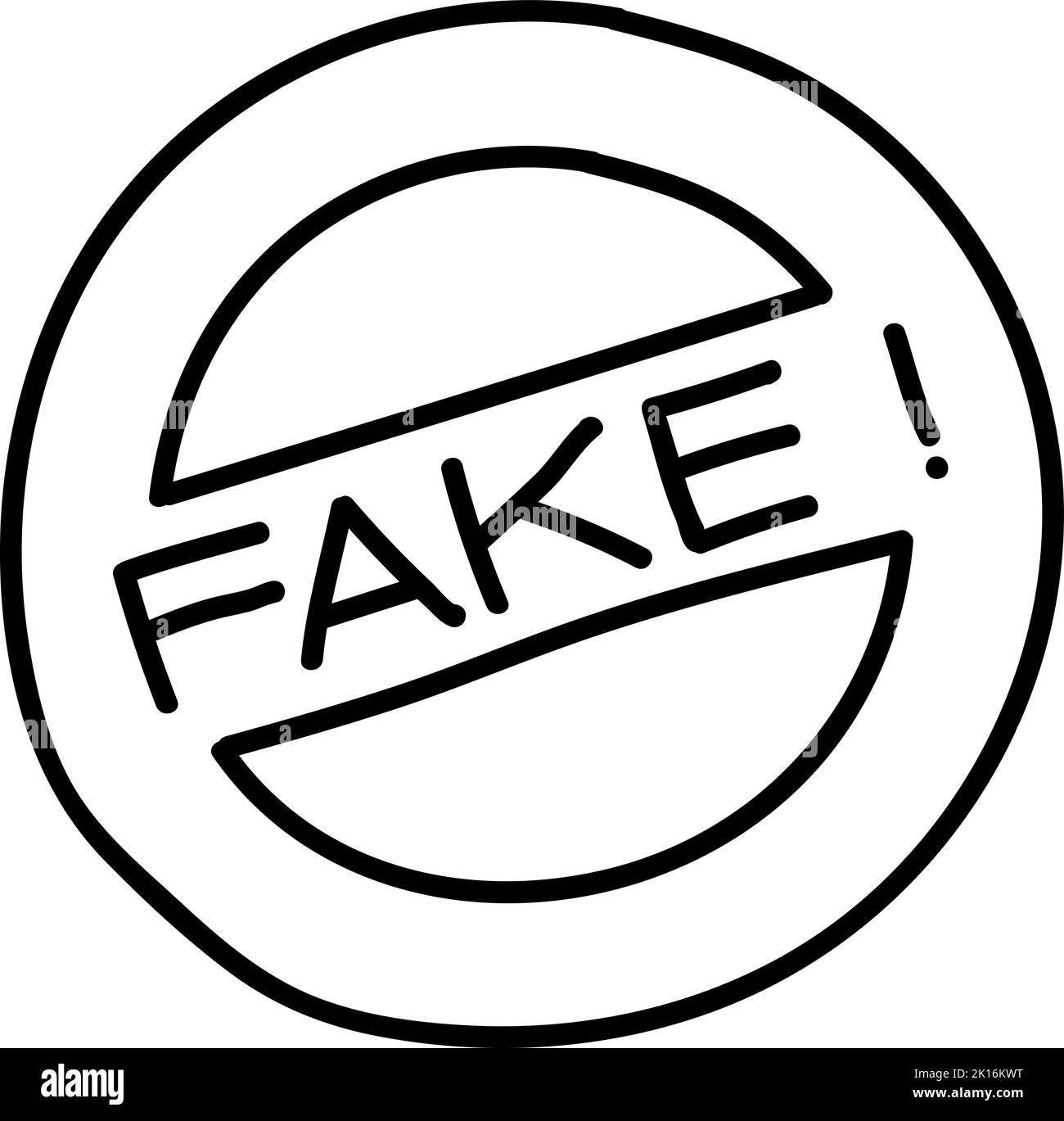 Fake stamp icon. Hand drawn vector illustration. Editable line stroke ...