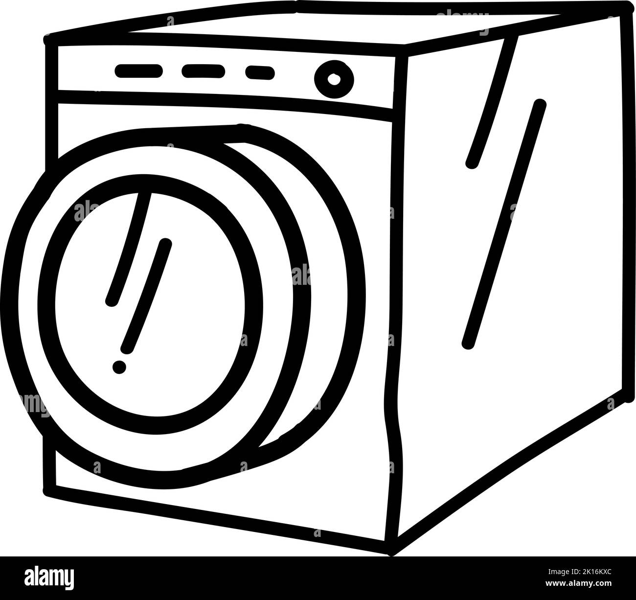 Electric washing machine icon. Hand drawn vector illustration. Editable ...