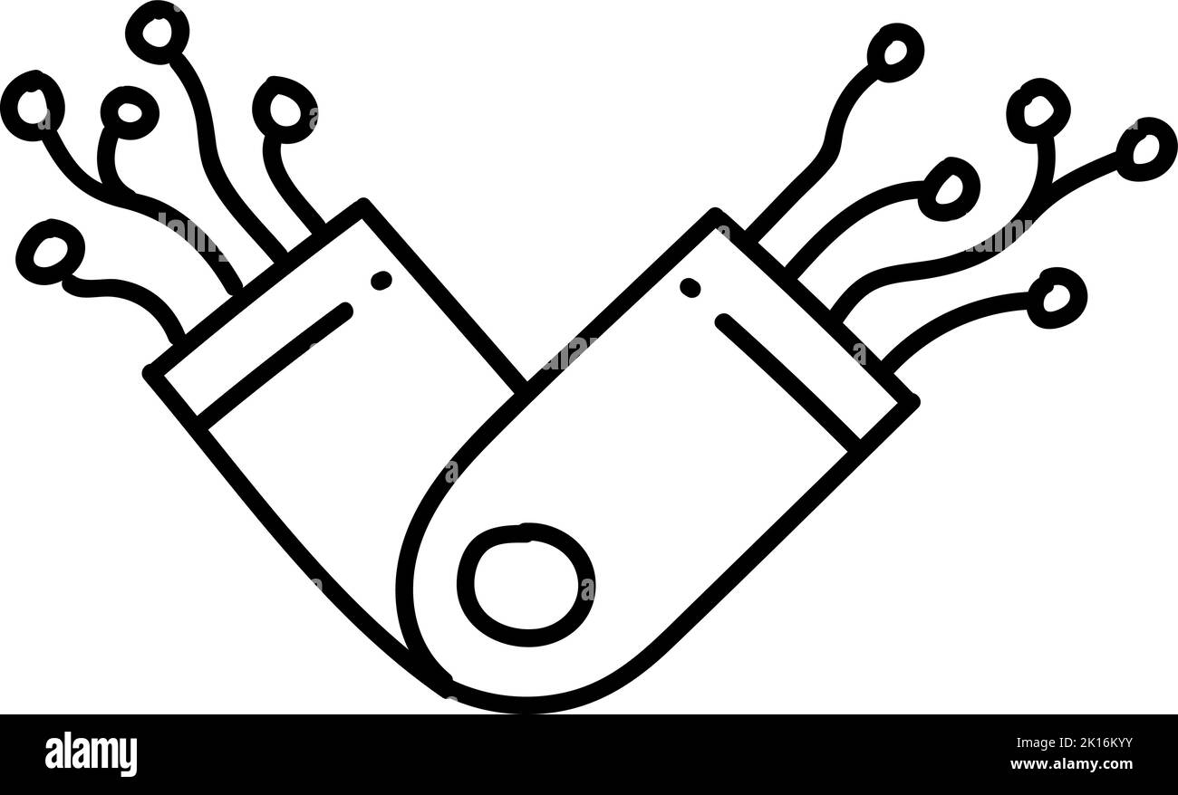 Robot icon. Hand drawn vector illustration. Editable line stroke Stock ...