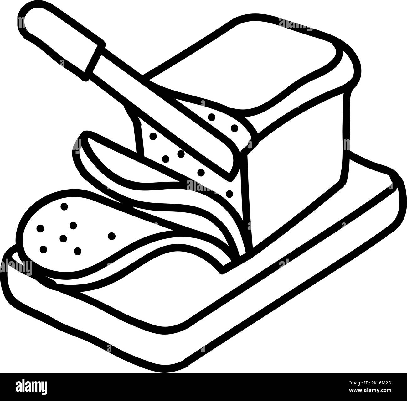 Bread slicing icon. Hand drawn vector illustration. Editable line