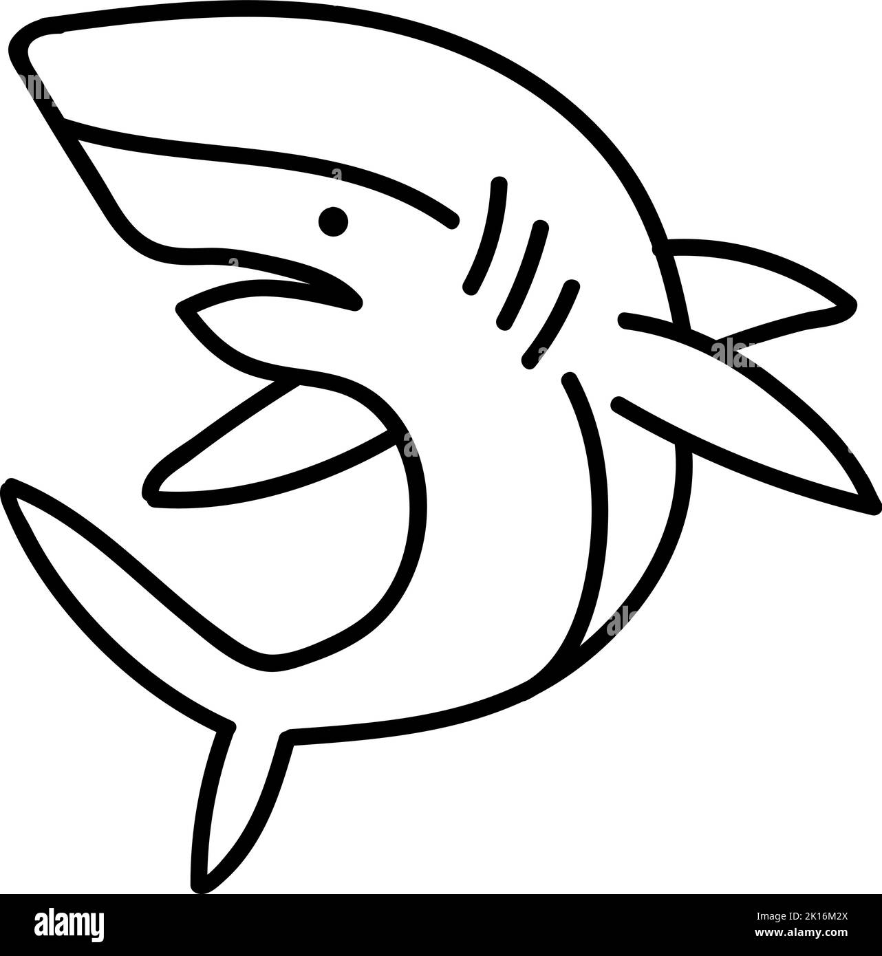 Shark icon. Hand drawn vector illustration. Editable line stroke Stock ...