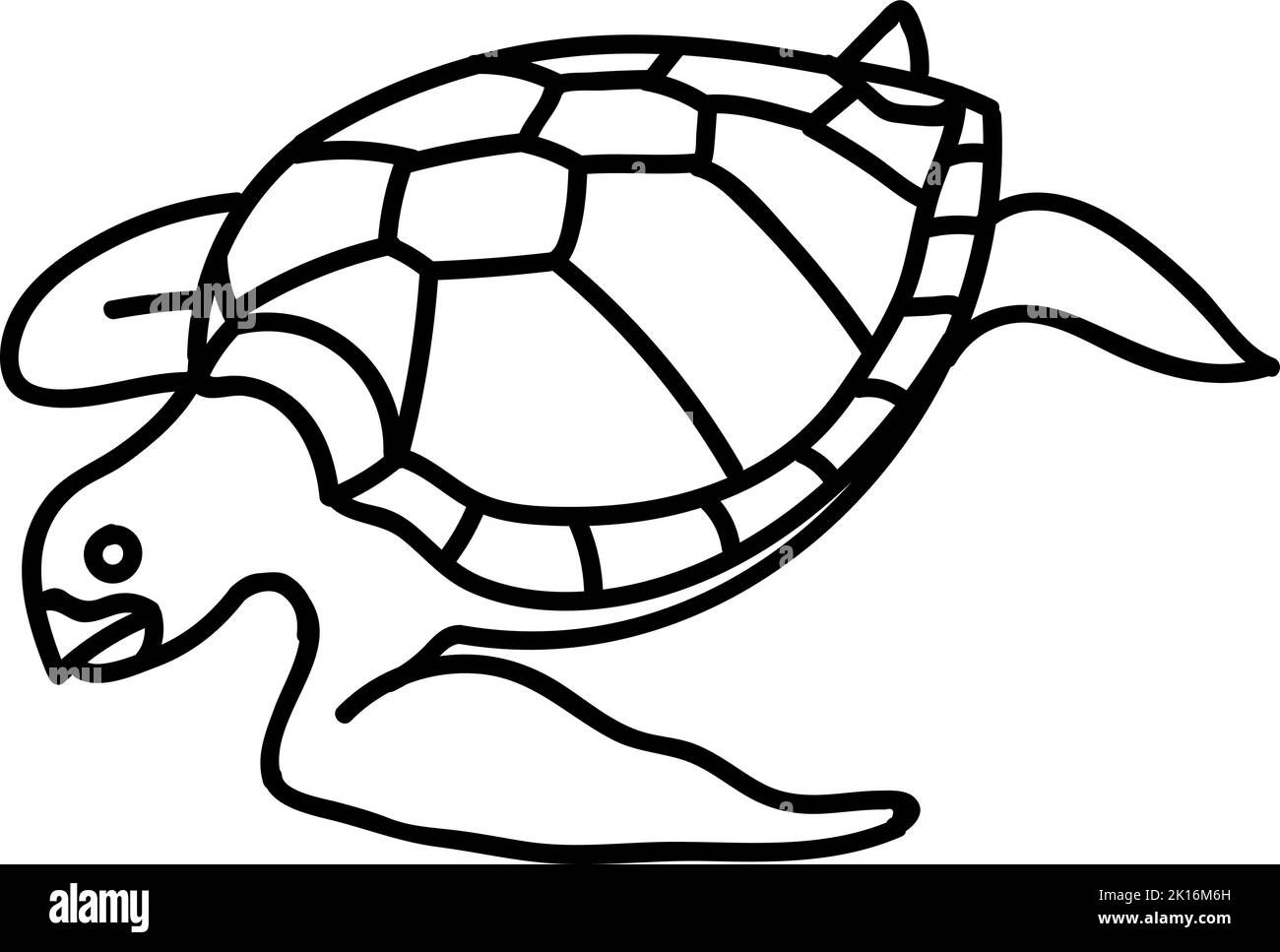 Sea turtle icon. Hand drawn vector illustration. Editable line stroke ...