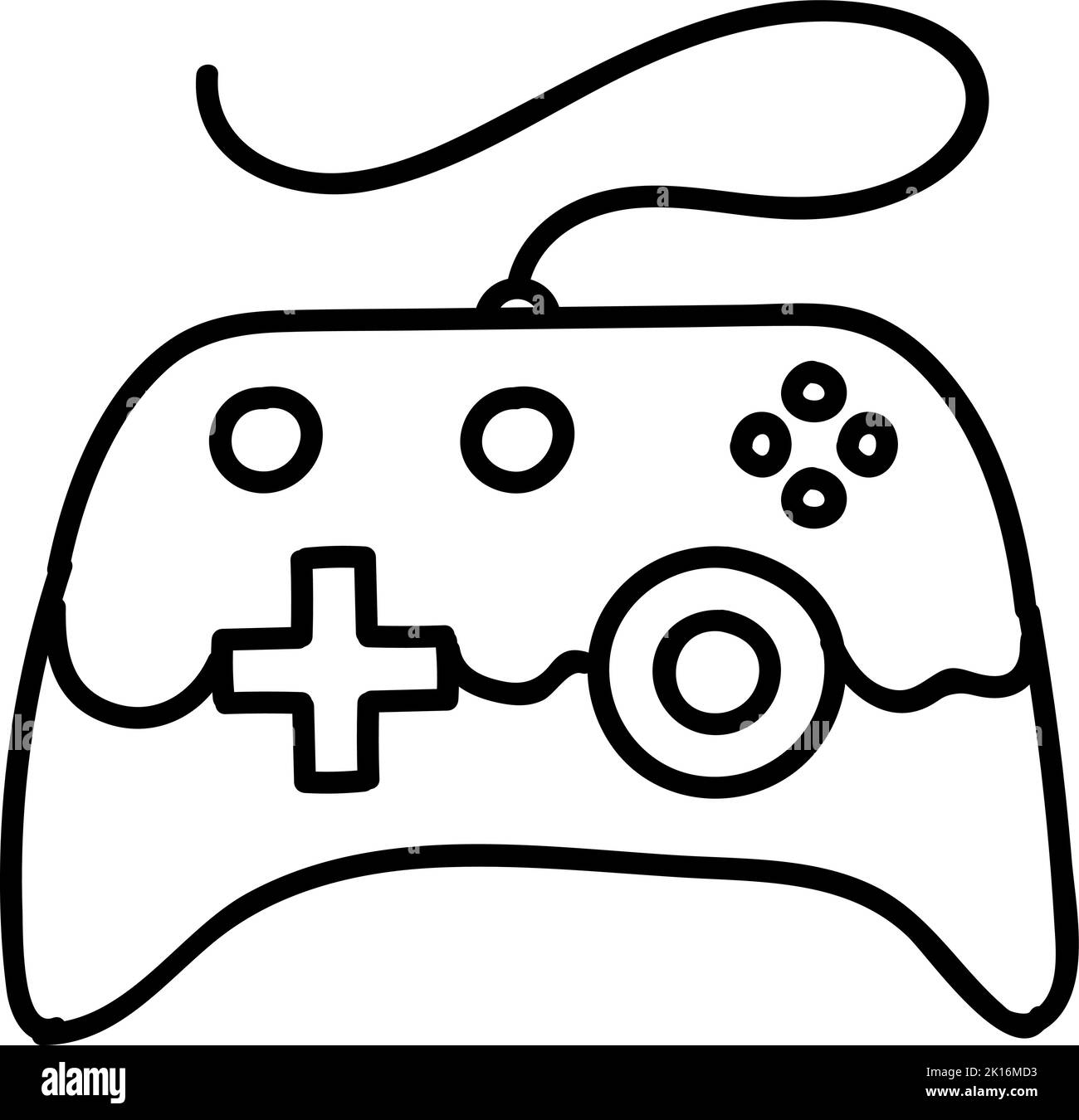 Game controller icon. Hand drawn vector illustration. Editable line ...