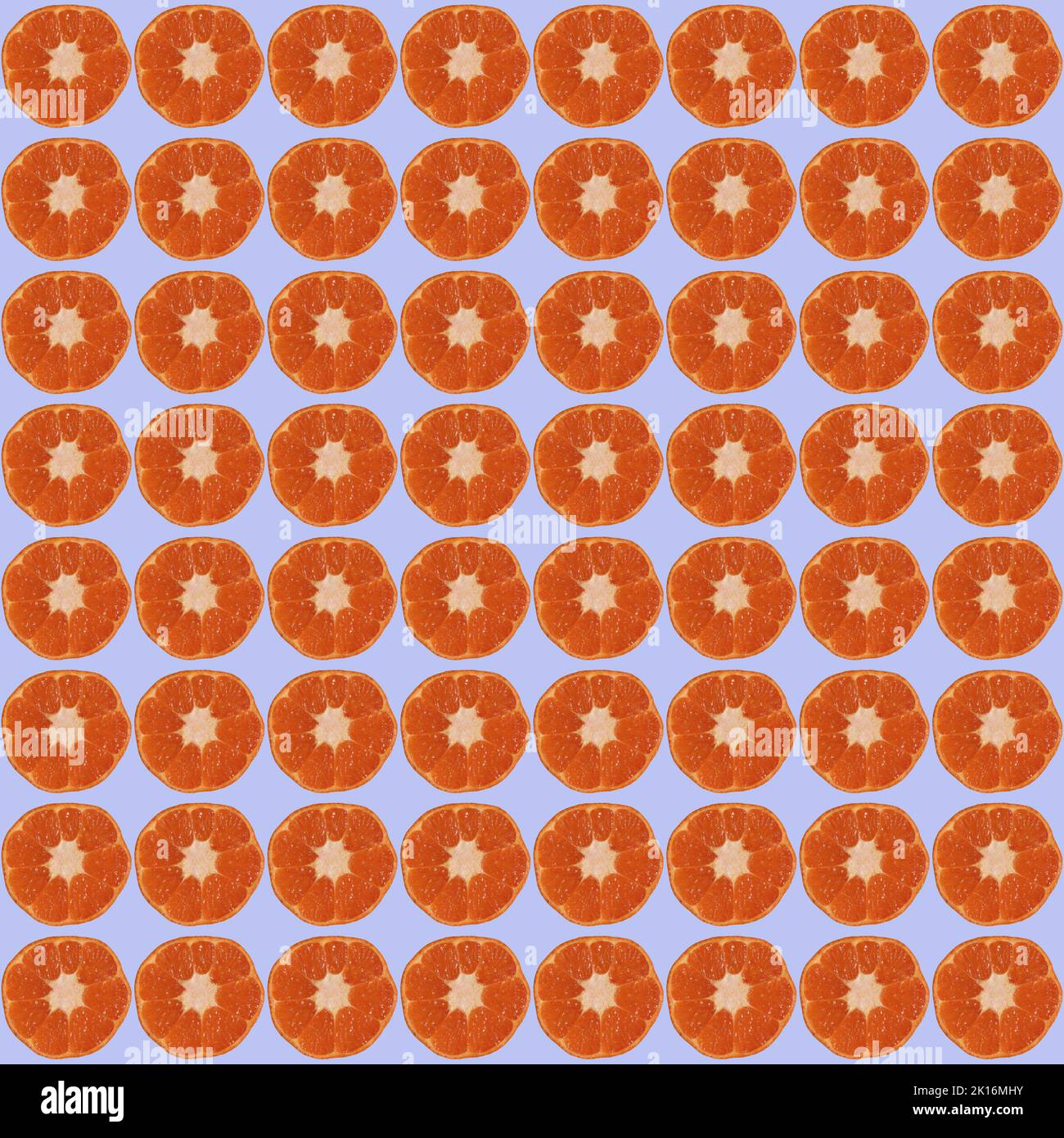 seamless pattern of mandarins on blue background  Stock Photo