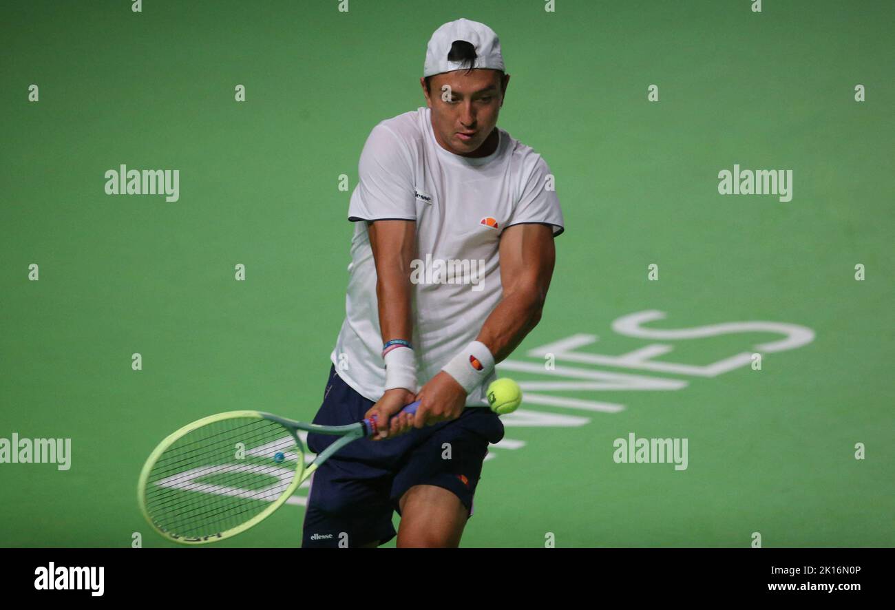 Rennes, France. 15th Sep, 2022. Ryan Peniston of Great Britain during the Open  de Rennes 2022, ATP Challenger tennis tournament on September 15, 2022 at Le  Liberte stadium in Rennes, France. Photo
